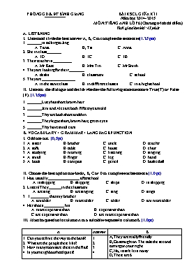 Bai khảo sát chất lượng giưa ki I năm hoc 2014- 2015 môn Tiêng Anh lơp 6 (chương trinh thi điêm)